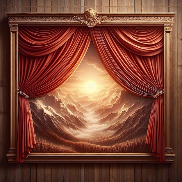 PSD red velvet curtain in an opera