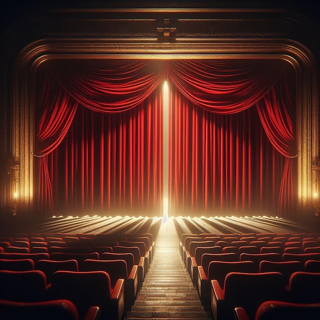 PSD red velvet curtain in an opera