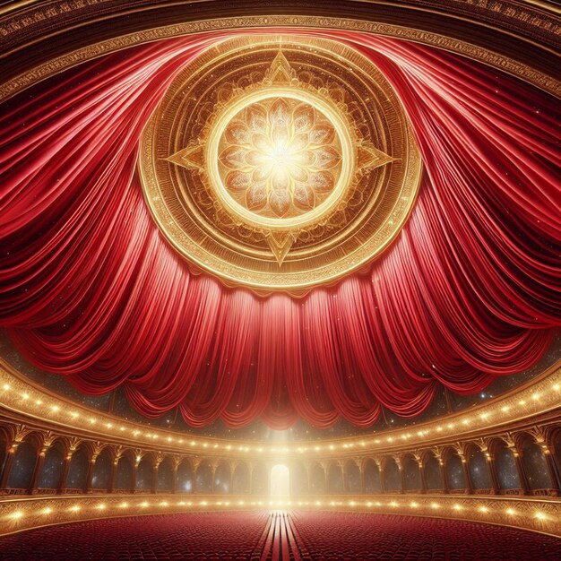 PSD red velvet curtain in an opera