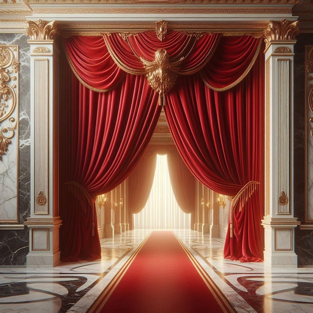 PSD red velvet curtain in an opera