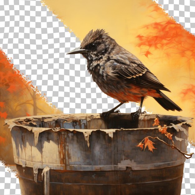 PSD red vented bulbul sipping water from a vessel transparent background