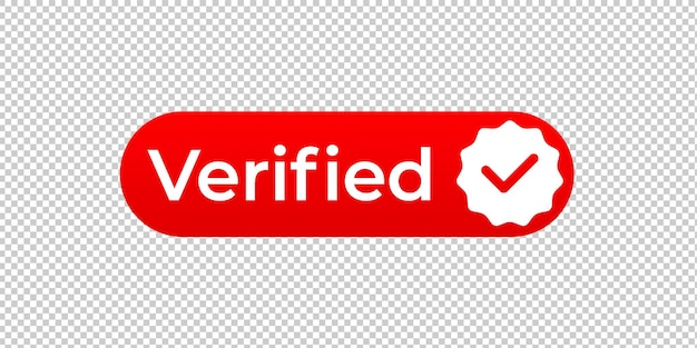 PSD red verified icon transparent design template for youtube element verified