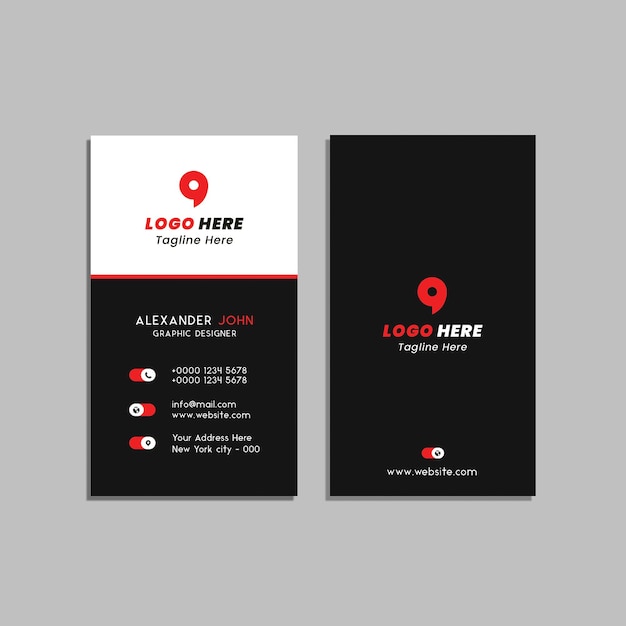 PSD red vertical business card design psd template