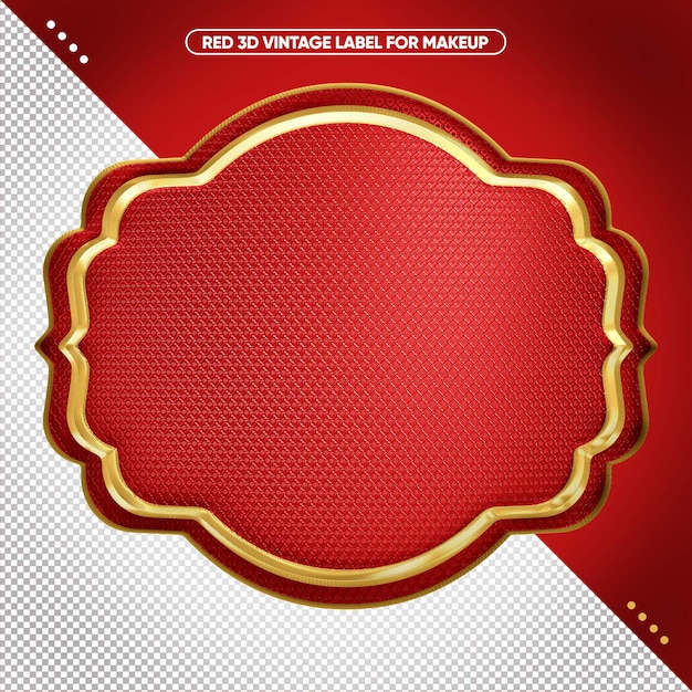 PSD red vintage 3d label