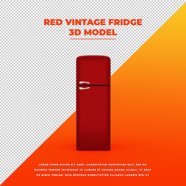 PSD red vintage fridge