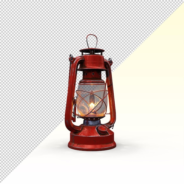 Red vintage oil lantern gas lamp isolated