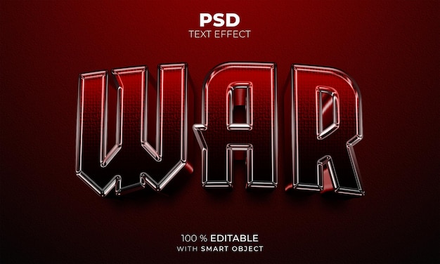 PSD red war 3d editable text effect