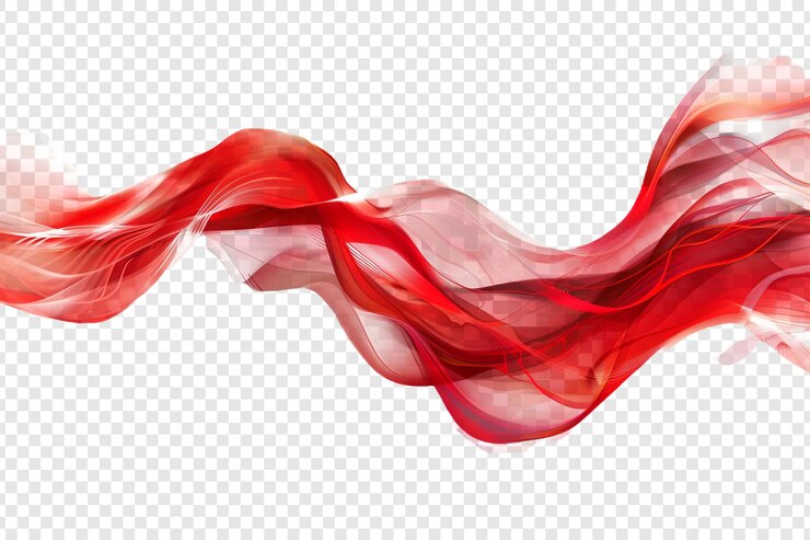 PSD red wave isolated on transparent background
