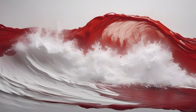 PSD red wave oil painting using brush technique