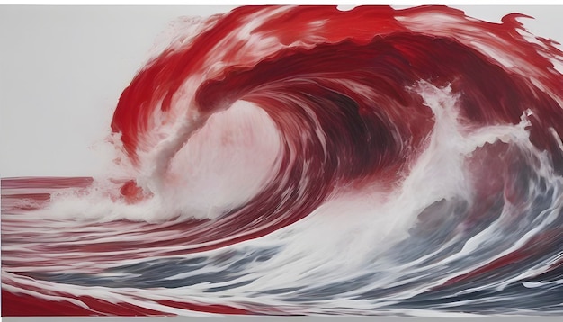 PSD red wave oil painting using brush technique