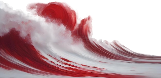 PSD red wave oil painting using brush technique