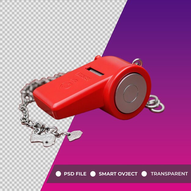 a red whistle 3d illustration object with a chain that says smart on it