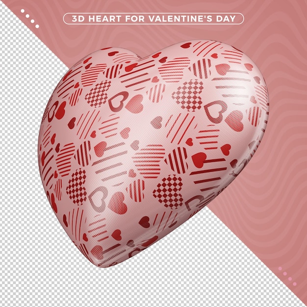 PSD red and white 3d heart for valentines day