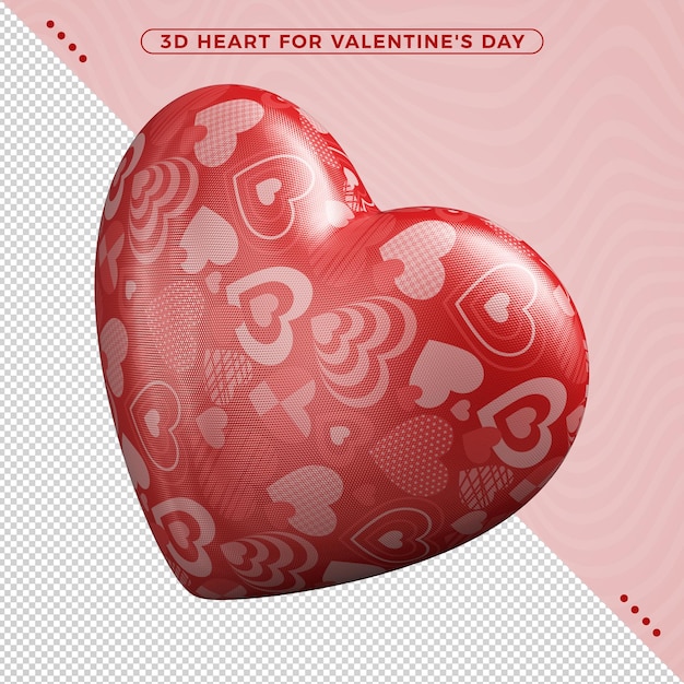 PSD red and white 3d heart for valentines day