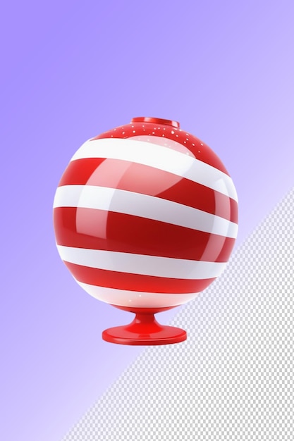 PSD a red and white ball with a red and white striped design