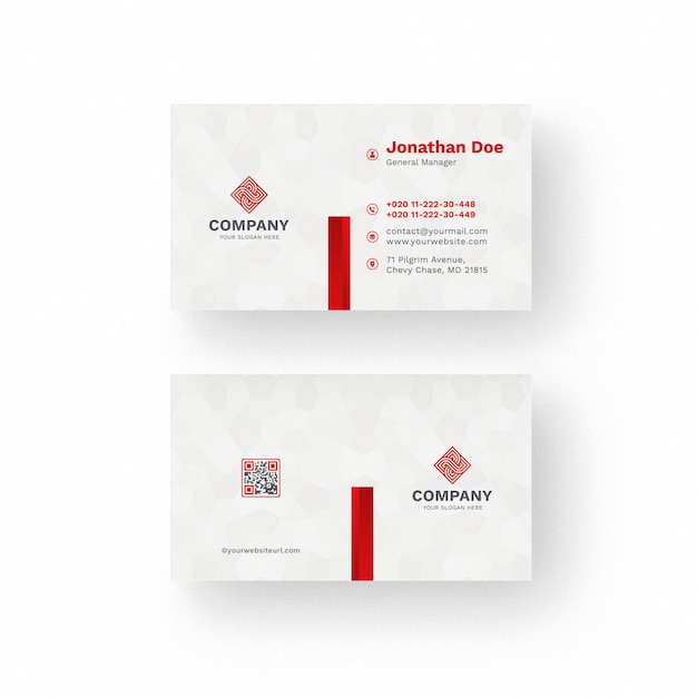 PSD red and white business card mockup