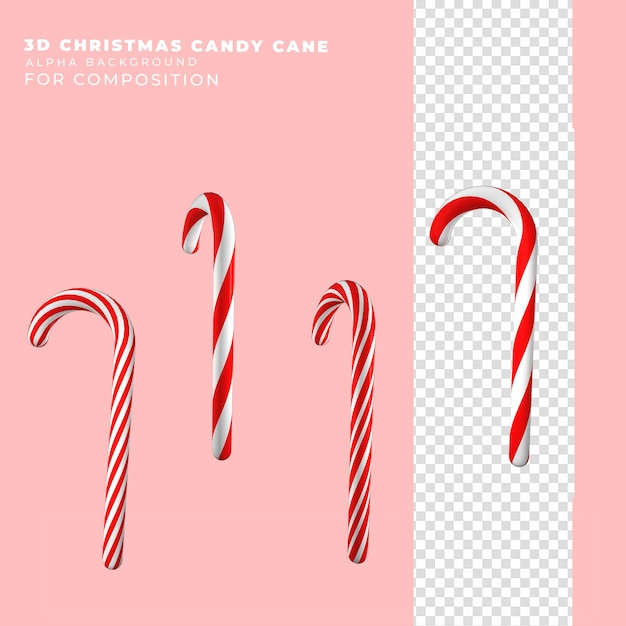 Red and white candy canes 3d render