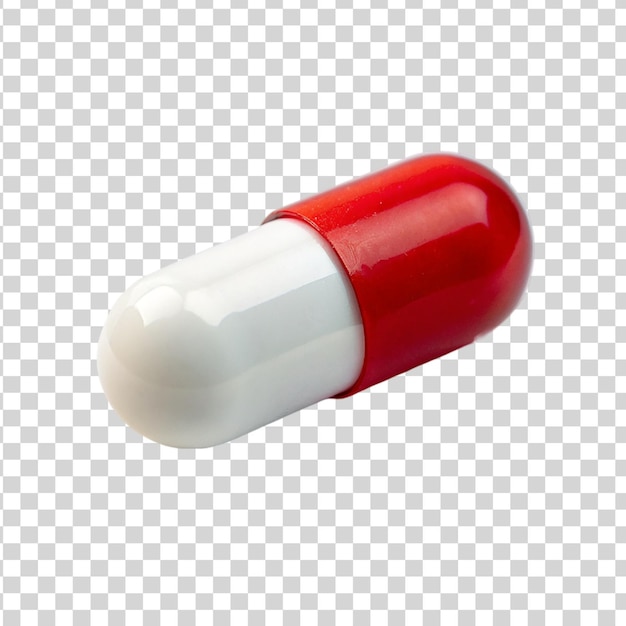 Red white capsule isolated on transparent background