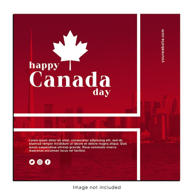 PSD a red and white card that says happy canada day.