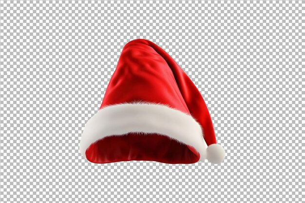 Red and white christmas hat isolated on transparent background