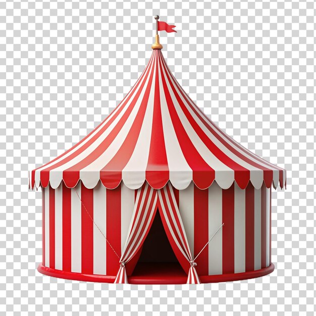 PSD red and white circus tent isolated on transparent background