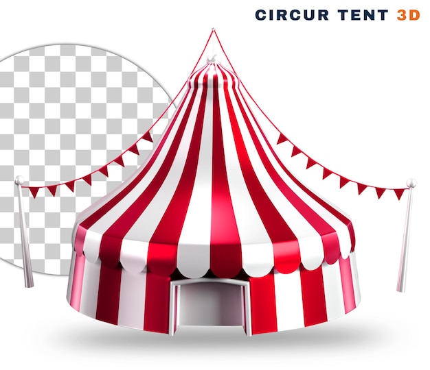 PSD a red and white circus tent with a banner that says circumference.