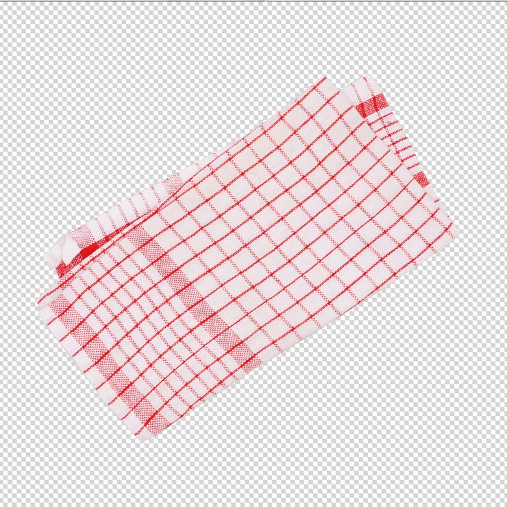 PSD red and white classic napkin table cloth folded in white isolation