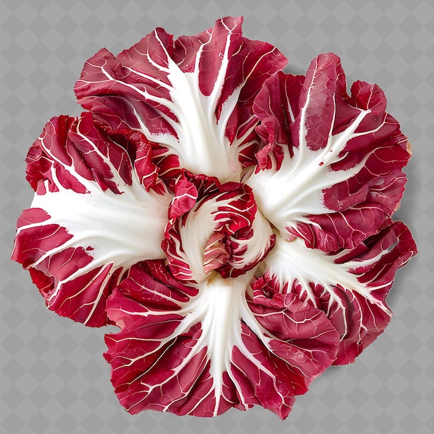 PSD un fiore rosso e bianco con la parola kale su di esso