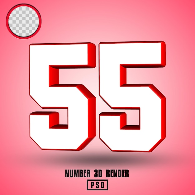 PSD red white number 3drender