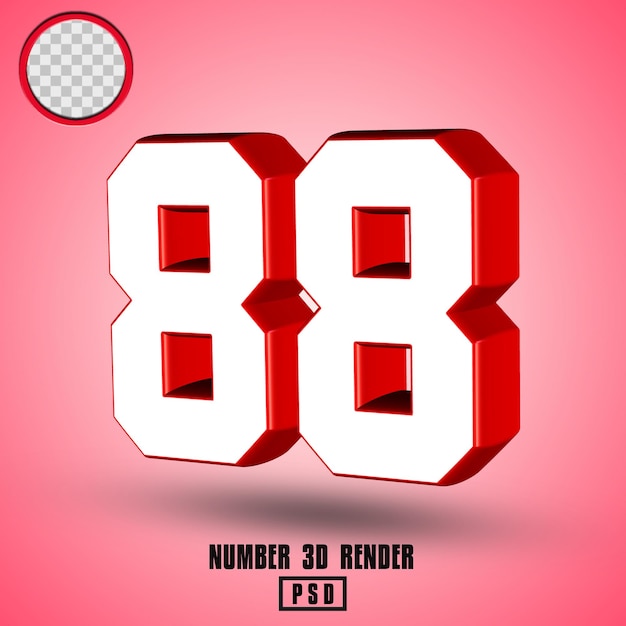 PSD red white number 3drender