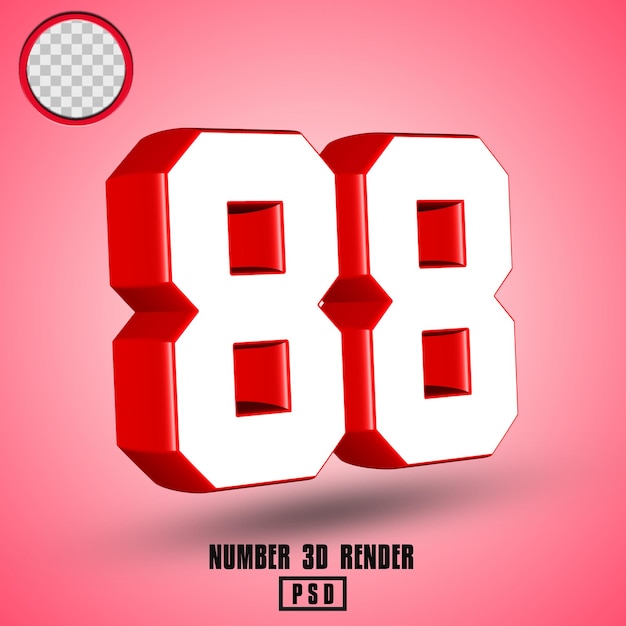 Red white number 3d render