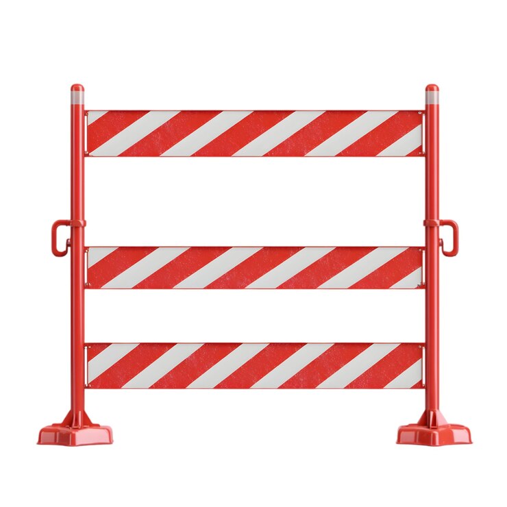 PSD red and white roadblock barrier construction zone safety fence for traffic control