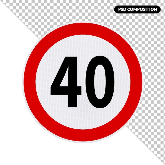 A red and white sign with the number 40 on it.