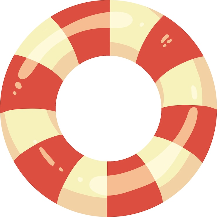 PSD red and white striped lifebuoy