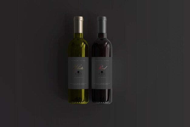 Bottiglia di vino rosso e bianco mockup