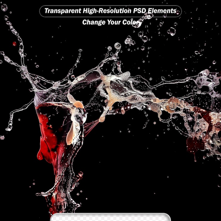 PSD red and white wine splash