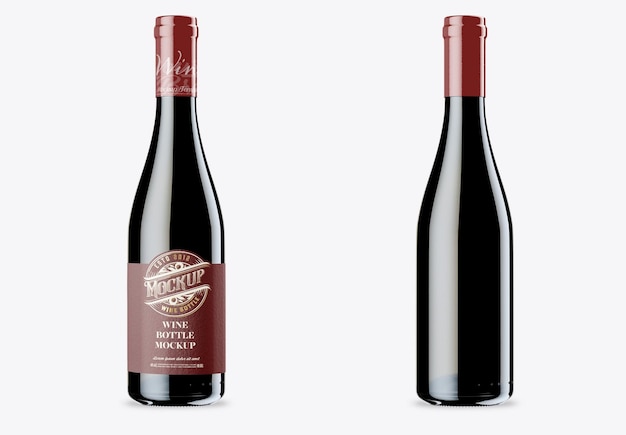 Red wine bottle mockup