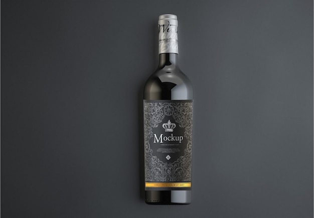 PSD red wine bottle mockup