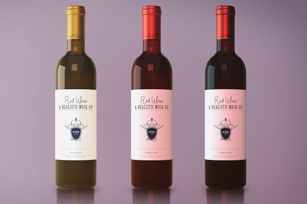 PSD red wine bottle mockup