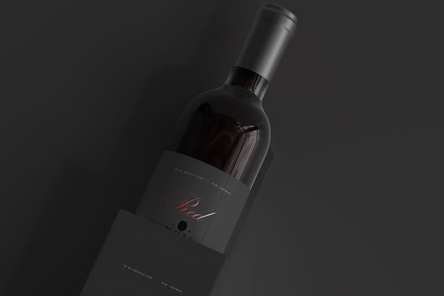 Bottiglia di vino rosso con scatola mockup