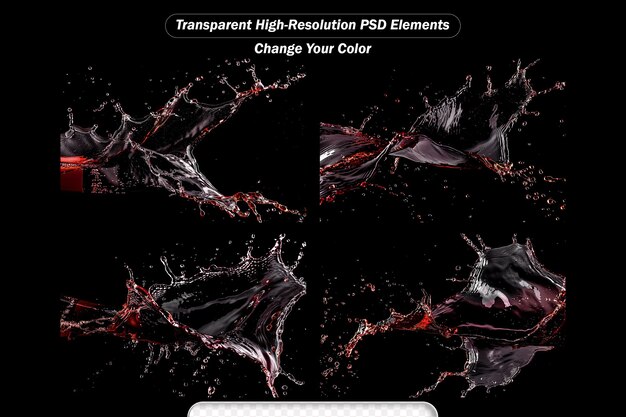 PSD red wine splash on black background