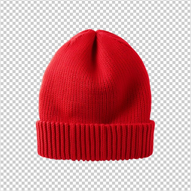 PSD red winter cap on transparent background