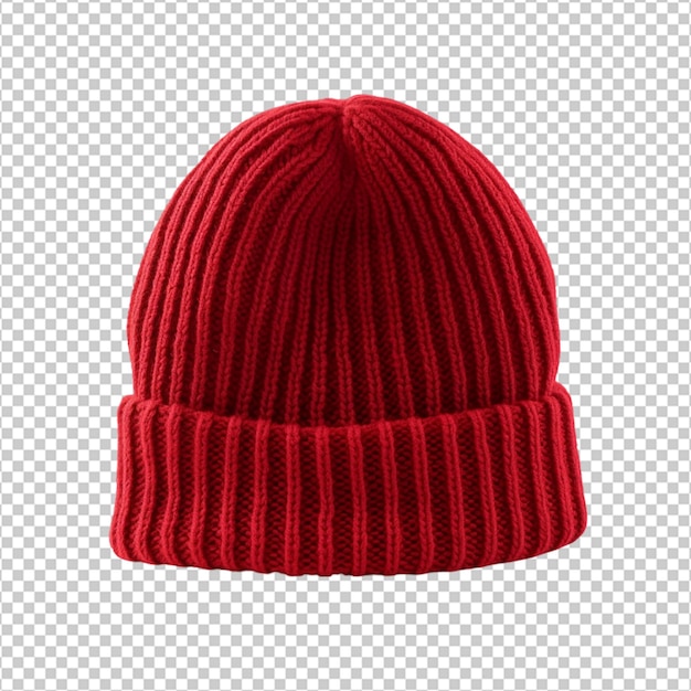 Red winter cap on transparent background
