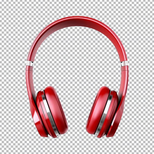 Red wireless headphones isolated on transparent background