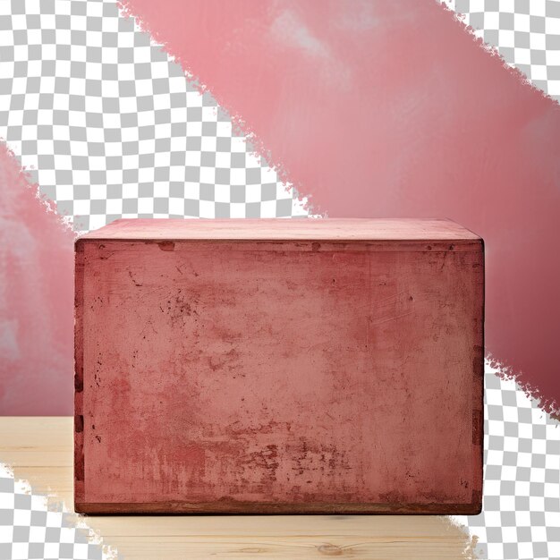 PSD red wooden box transparent background