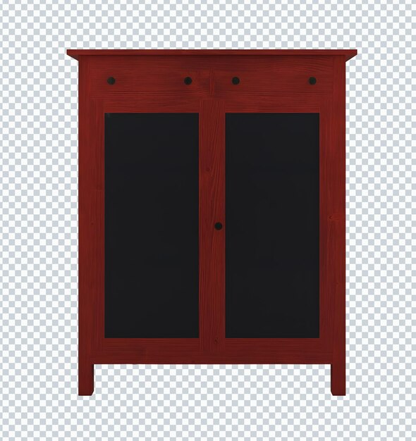 PSD red wooden small storage. transparent