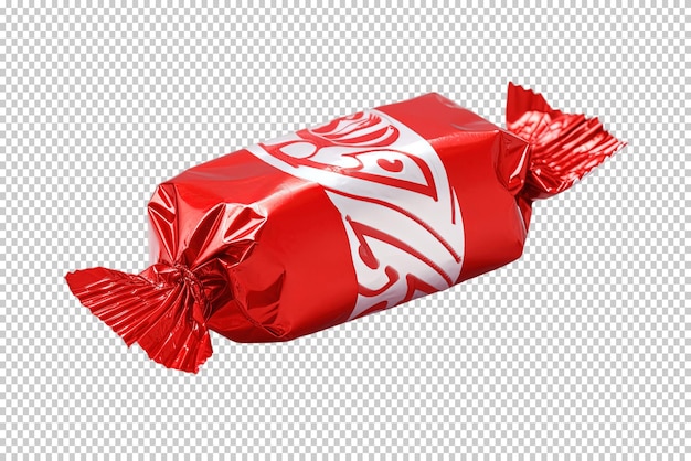 PSD red wrapper candy isolated on transparent background