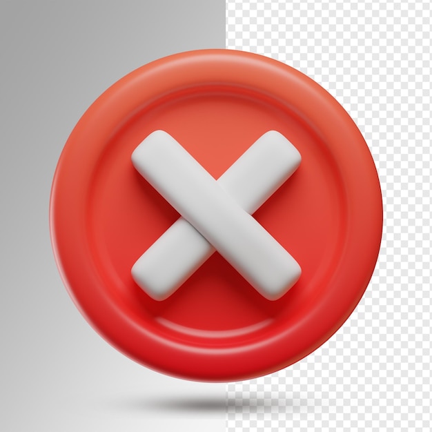 PSD red wrong button sign 3d