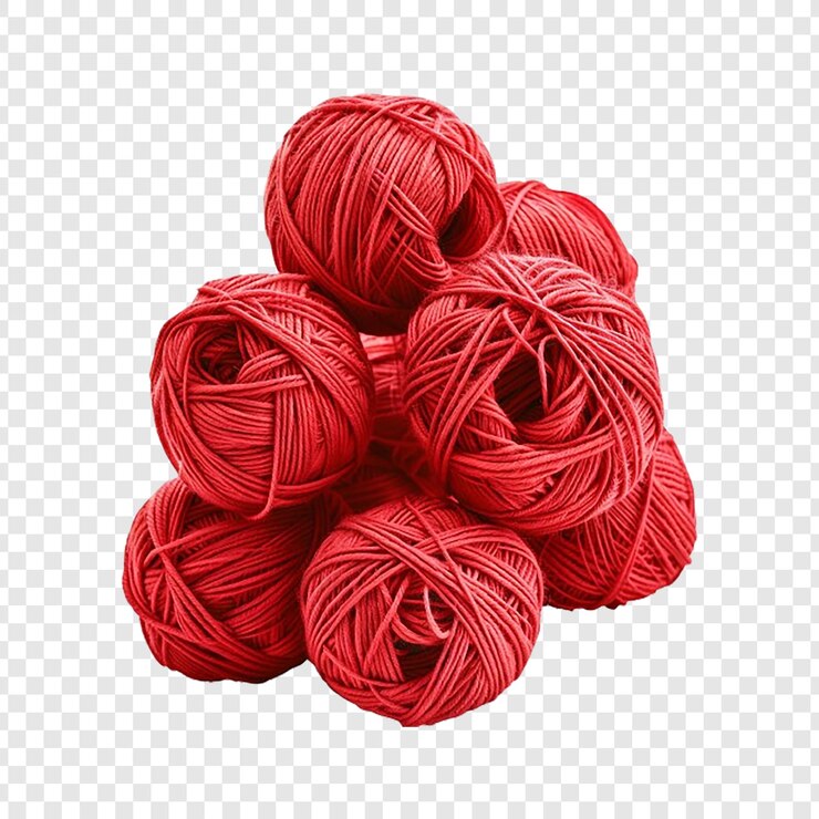 PSD red yarn on white background