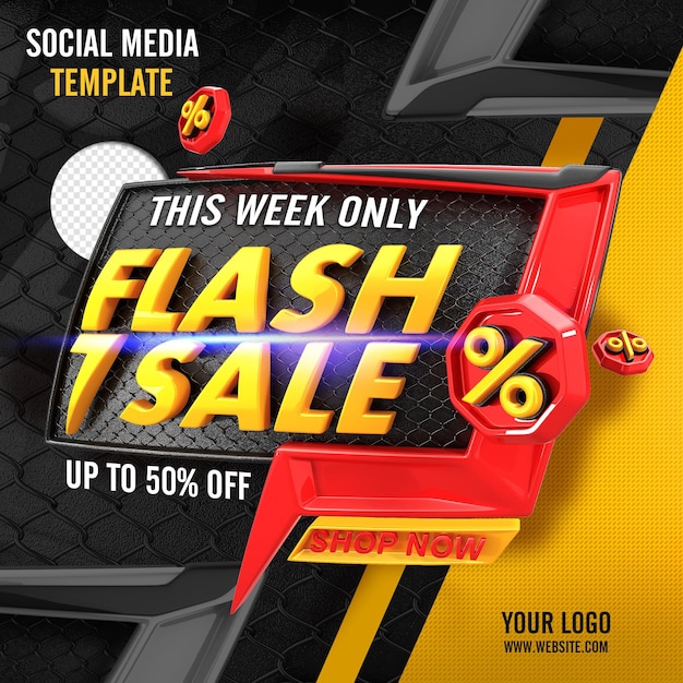 PSD red yellow and black discount promotion label